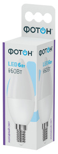 Лампа светодиодная ФОТОН LED B35 6W E14 6500K, арт.23398
