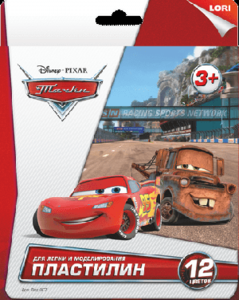 Пластилин Disney "Тачки" 12 цветов, 20 гр., с европодвесом, арт.Плд-007