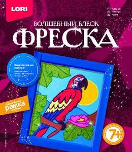 Фреска. Картина из песка с глиттером  "Попугай" арт. Кб-011